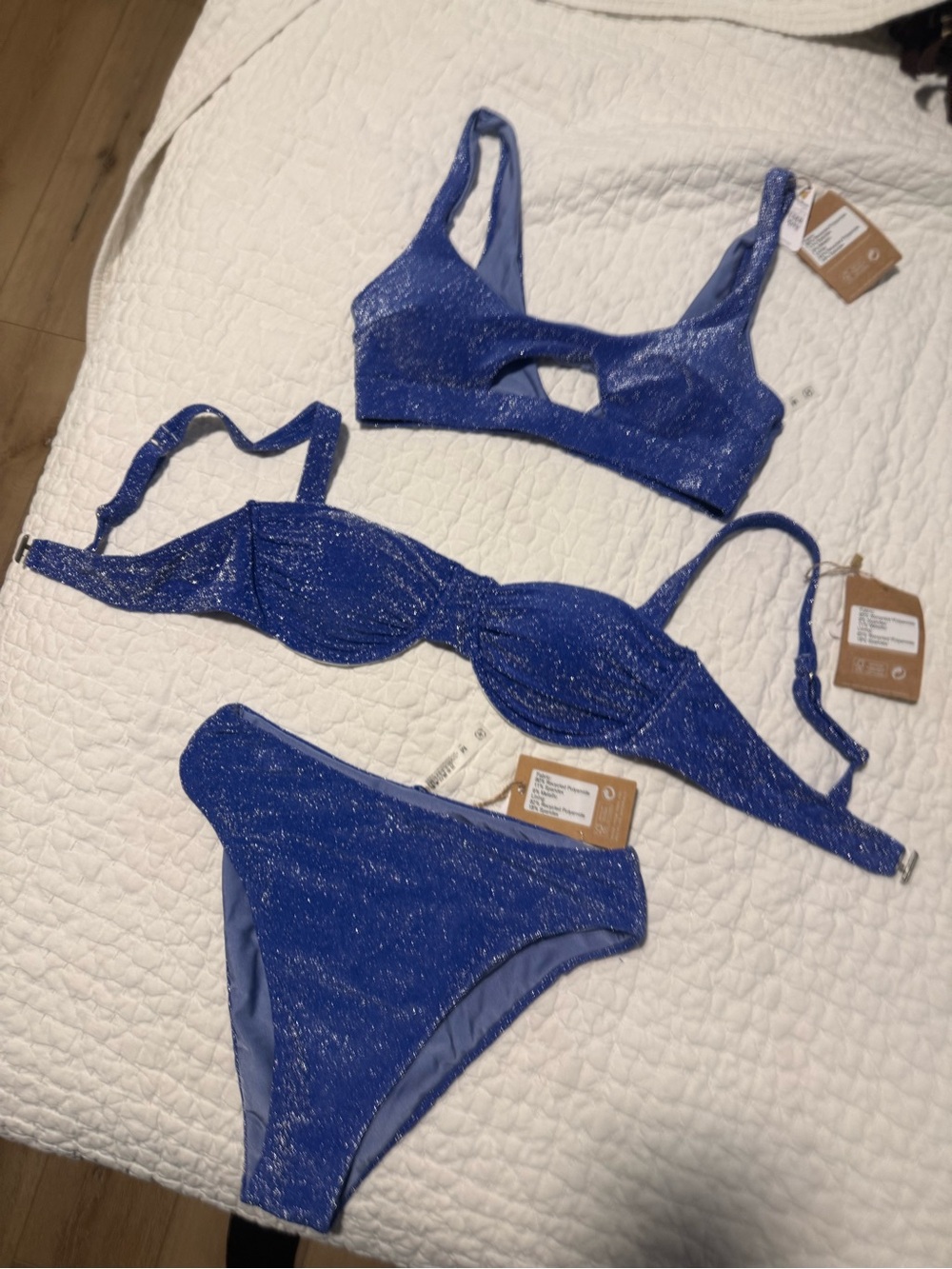 BERLOOK Navy Lurex 3-Piece Bikini Set – Medium